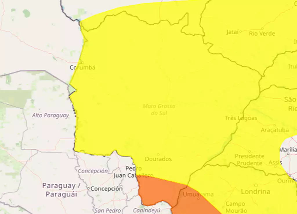 Todos os municípios de MS estão em alerta para fortes chuvas e tempestades