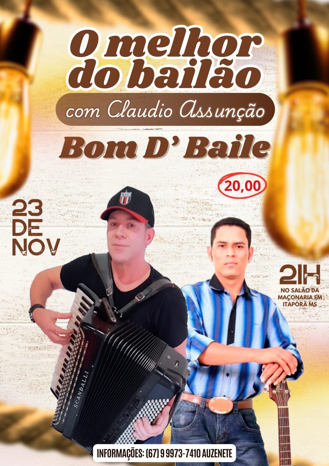 Grupo Bom D’Baile agita Itaporã com um baile inesquecível neste sábado, 23 de novembro!